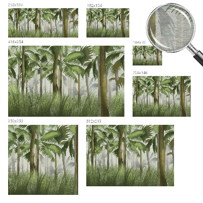 Fotomural decorativo para cabecero de cama con diseño de bosque tropical