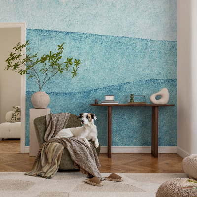 Papel mural con patrón decorativo con diseño de olas azules