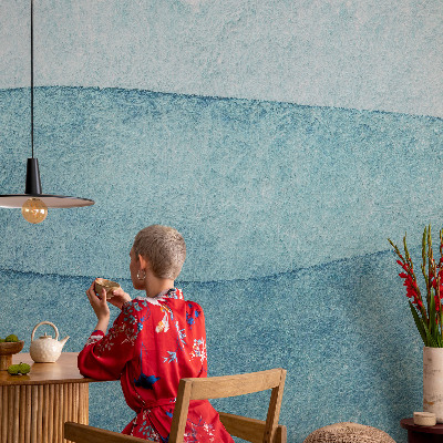 Papel mural con patrón decorativo con diseño de olas azules