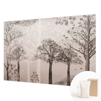 Papel mural texturado decorativo con diseño de árboles delicados