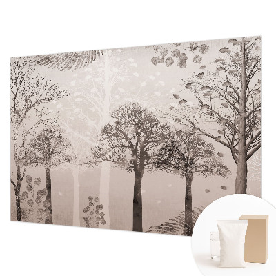 Papel mural texturado decorativo con diseño de árboles delicados