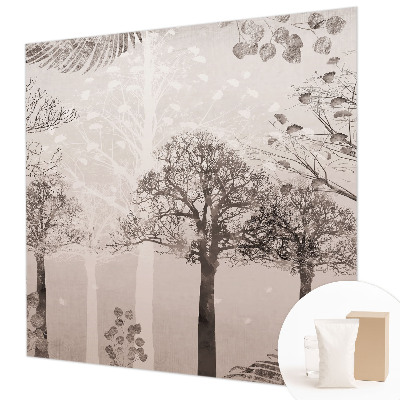 Papel mural texturado decorativo con diseño de árboles delicados