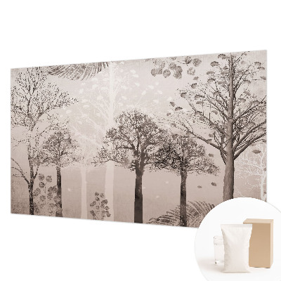 Papel mural texturado decorativo con diseño de árboles delicados