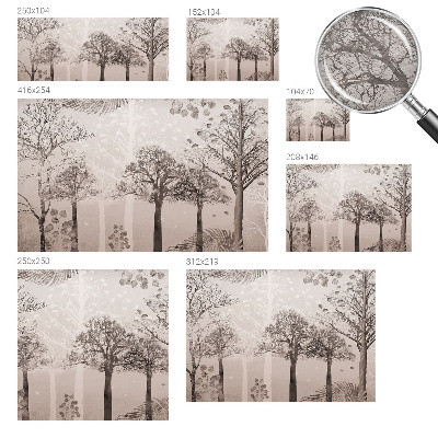 Papel mural texturado decorativo con diseño de árboles delicados