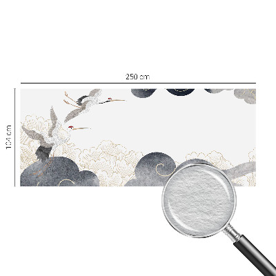 Fotomural decorativo para cabecero de cama con diseño de grullas en vuelo