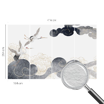 Fotomural decorativo para cabecero de cama con diseño de grullas en vuelo