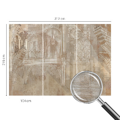 Papel mural con patrón decorativo con adornos de estilo histórico