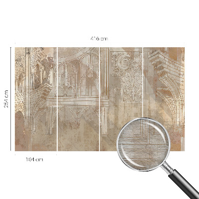 Papel mural con patrón decorativo con adornos de estilo histórico