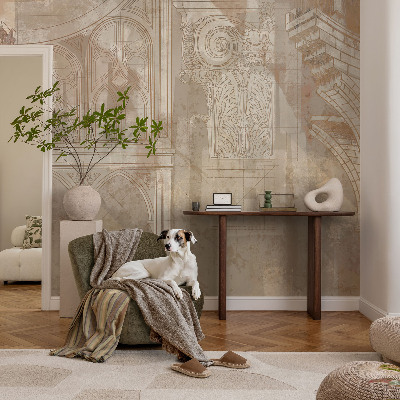 Papel mural con patrón decorativo con adornos de estilo histórico