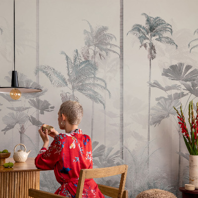 Papel mural texturado decorativo con diseño de paisaje tropical