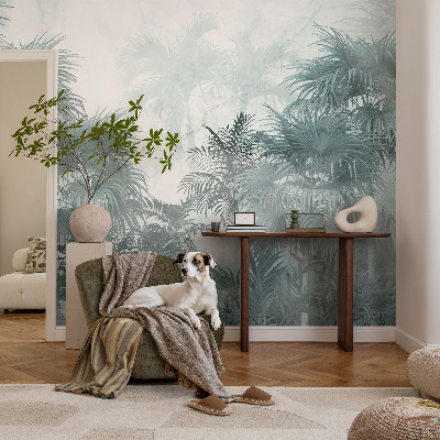 Mural decorativo con diseño en tonos verde exótico