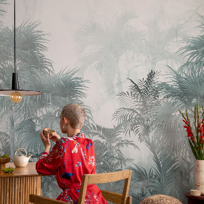 Mural decorativo con diseño en tonos verde exótico