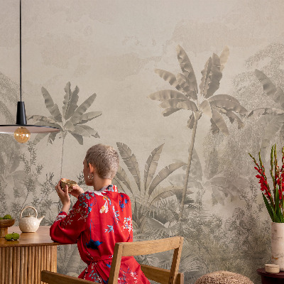 Papel mural con patrón decorativo con diseño de selva tropical