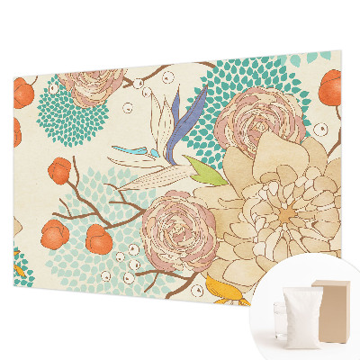 Papel mural texturado decorativo con motivo de fantasía floral