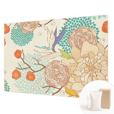 Papel mural texturado decorativo con motivo de fantasía floral