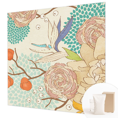 Papel mural texturado decorativo con motivo de fantasía floral