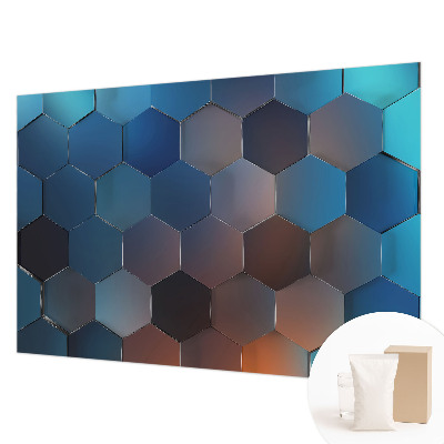 Papel mural con patrón decorativo con un diseño de hexágonos azules