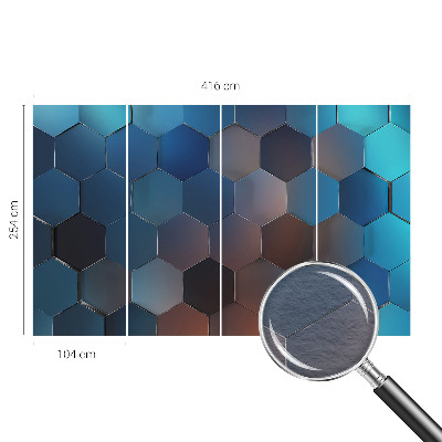 Papel mural con patrón decorativo con un diseño de hexágonos azules