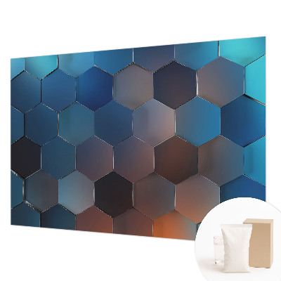 Papel mural con patrón decorativo con un diseño de hexágonos azules