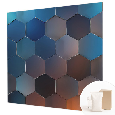 Papel mural con patrón decorativo con un diseño de hexágonos azules