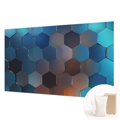 Papel mural con patrón decorativo con un diseño de hexágonos azules