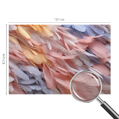 Mural decorativo con un diseño de plumas en tonos pastel