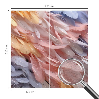 Mural decorativo con un diseño de plumas en tonos pastel