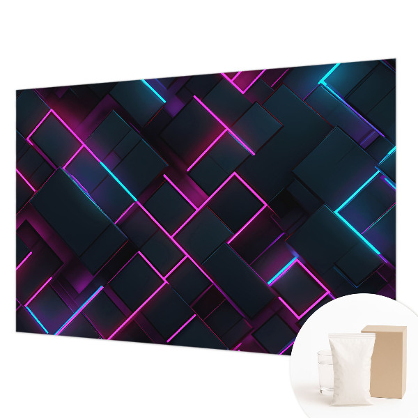 Fotomural decorativo para cabecero de cama con motivo de geometría de neón