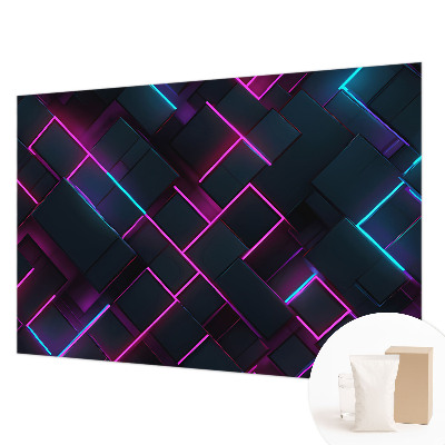 Fotomural decorativo para cabecero de cama con motivo de geometría de neón