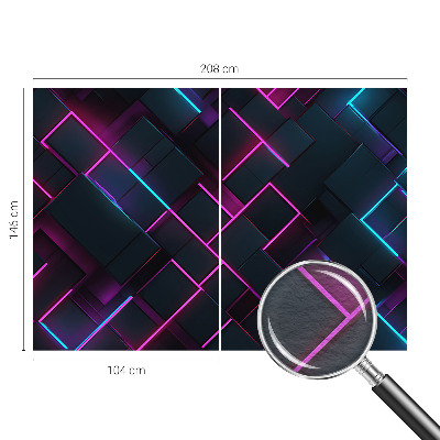 Fotomural decorativo para cabecero de cama con motivo de geometría de neón