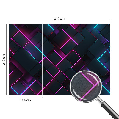 Fotomural decorativo para cabecero de cama con motivo de geometría de neón