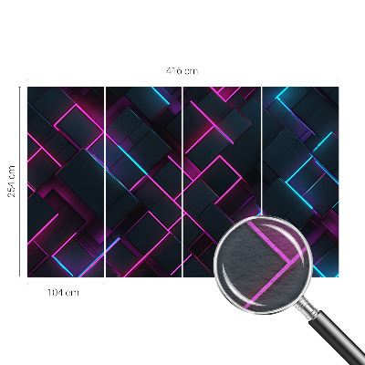 Fotomural decorativo para cabecero de cama con motivo de geometría de neón