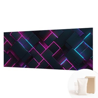 Fotomural decorativo para cabecero de cama con motivo de geometría de neón