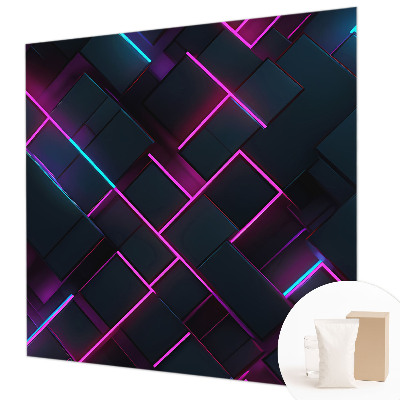 Fotomural decorativo para cabecero de cama con motivo de geometría de neón