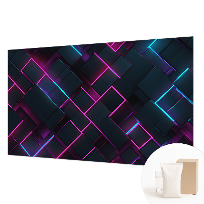 Fotomural decorativo para cabecero de cama con motivo de geometría de neón