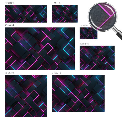 Fotomural decorativo para cabecero de cama con motivo de geometría de neón