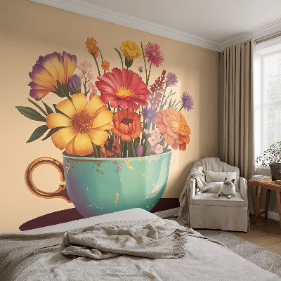 Fotomural decorativo para cabecero de cama con un ramo colorido