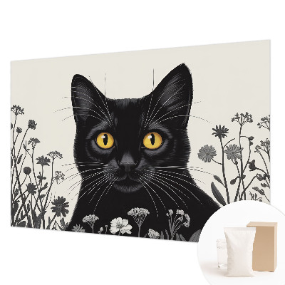 Papel mural con patrón decorativo con diseño de flores de gato