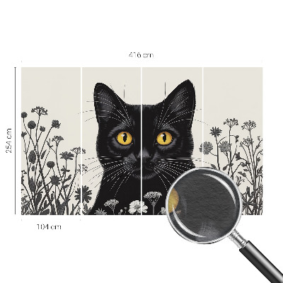 Papel mural con patrón decorativo con diseño de flores de gato