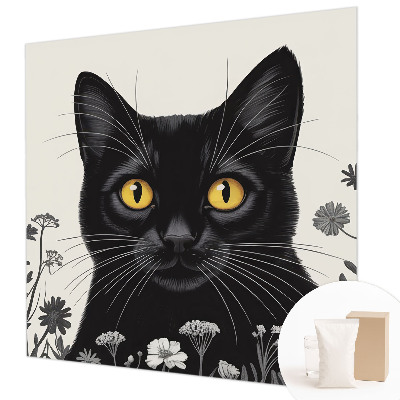 Papel mural con patrón decorativo con diseño de flores de gato