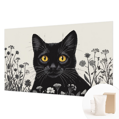 Papel mural con patrón decorativo con diseño de flores de gato