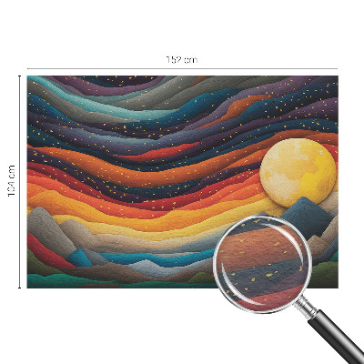 Fotomural decorativo para cabecero de cama con diseño de montañas coloridas