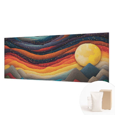 Fotomural decorativo para cabecero de cama con diseño de montañas coloridas