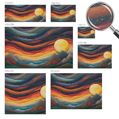 Fotomural decorativo para cabecero de cama con diseño de montañas coloridas