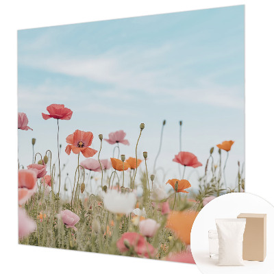 Mural de pared con estampado hermoso con diseño de flores de amapola