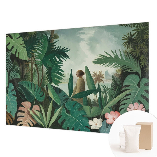Mural de pared con estampado hermoso con motivo de selva exótica