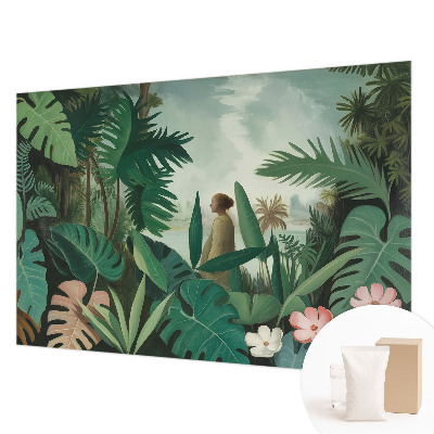 Mural de pared con estampado hermoso con motivo de selva exótica