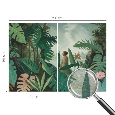 Mural de pared con estampado hermoso con motivo de selva exótica