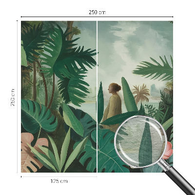 Mural de pared con estampado hermoso con motivo de selva exótica