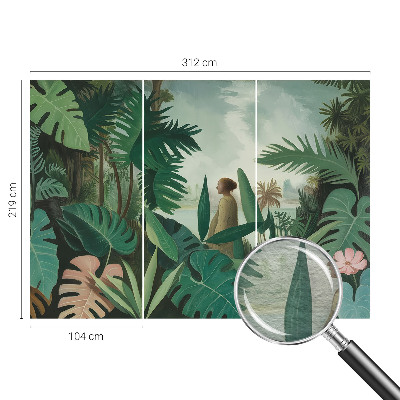 Mural de pared con estampado hermoso con motivo de selva exótica